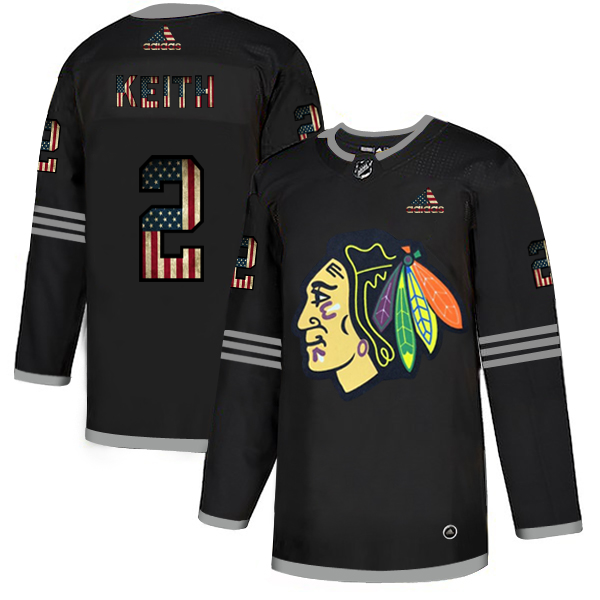 Chicago Blackhawks 2 Duncan Keith Adidas Men Black USA Flag Limited NHL Jersey